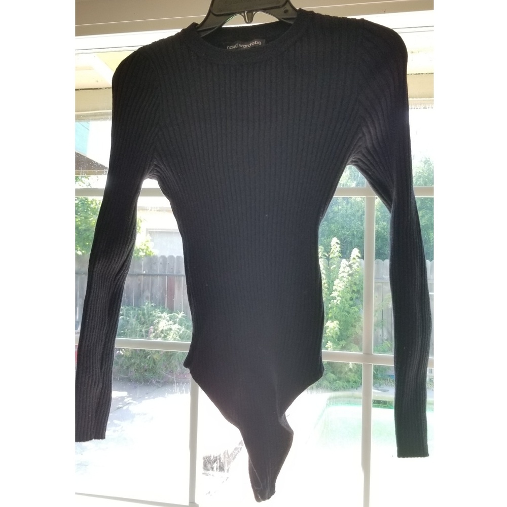 Black Ribbed Bodysuit